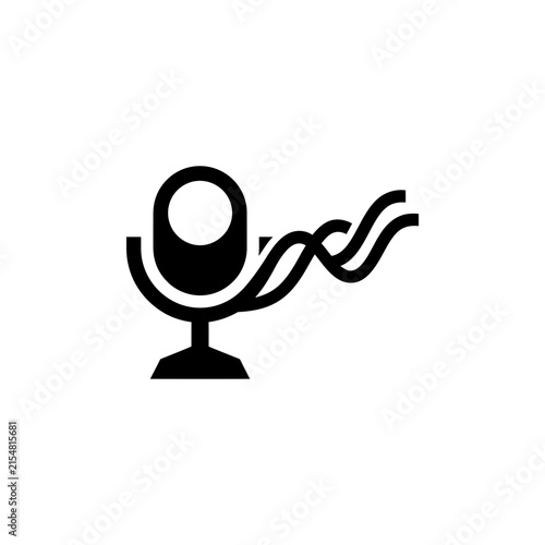 Minimalist microphone icon with abstract sound waves for podcast and audio media design