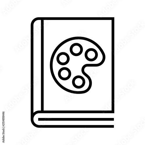 Art book with palette cover line vector icon