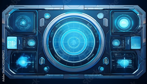 blue control panel abstract modern technology futuristic interface hud