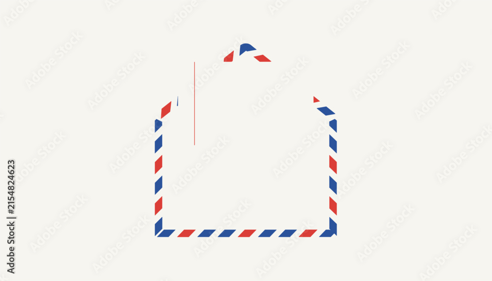 Obraz premium Vintage airmail envelope with characteristic red and blue diagonal striped border, slightly open with a blank letter inside.