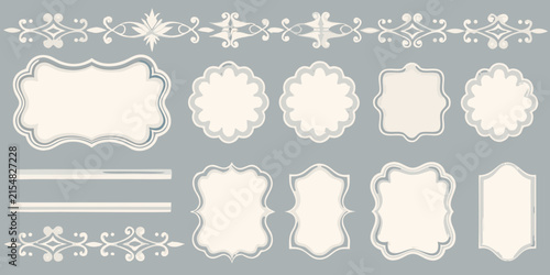Ornate cream colored label frames and dividers a vector illustration