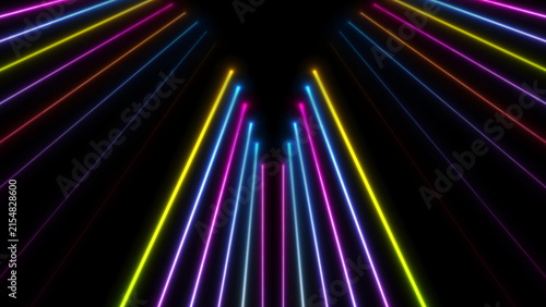 Colorful neon glowing laser lines futuristic background