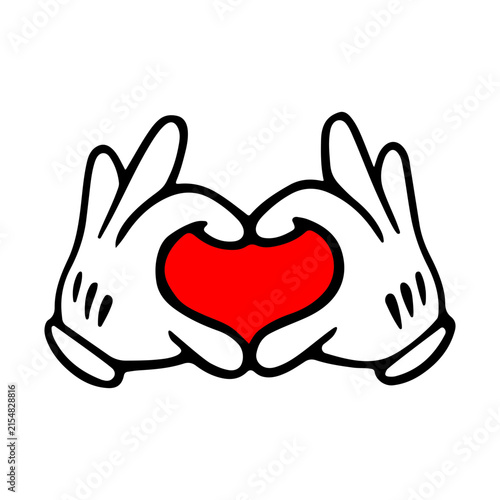 Cartoon White Glove Heart Hands