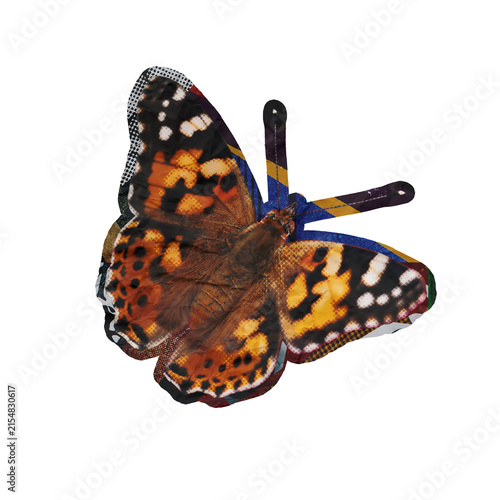 Template Halftone Butterfly Collage Art Element Isolated on a Transparent Background