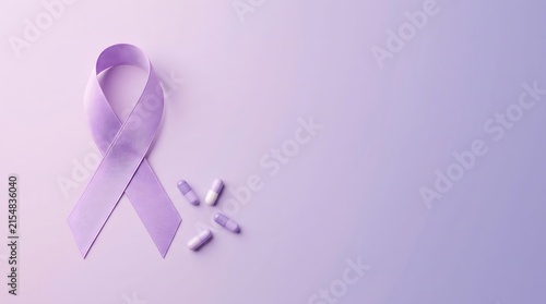 International Overdose Awareness Day Purple Ribbon with Copy Space, Healthcare Prevention Concept