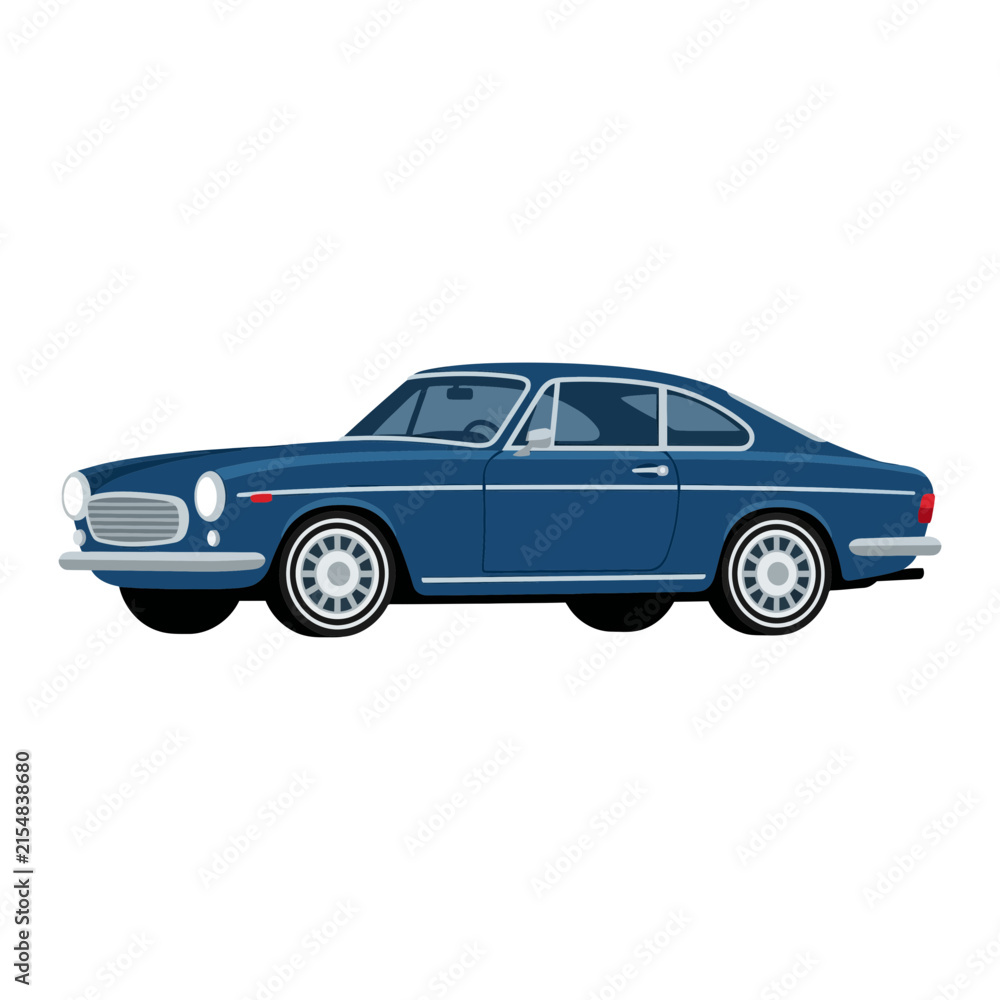 Fototapeta premium Classic Blue Sports Car - Vintage Automobile Illustration
