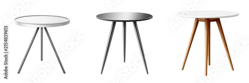 Round table modern table side table small table metal table wood table white table black table minimalist furniture home decor Round modern side table set with white top, black metal design
