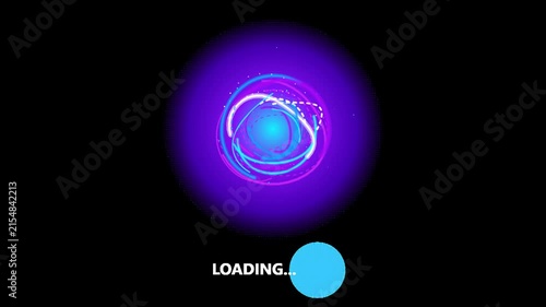Circular Neon Loading Animation Spinning Against A Dark Background