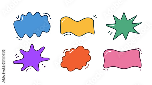 Colorful Organic Blob Badge Label Banner Set Vector Illustration