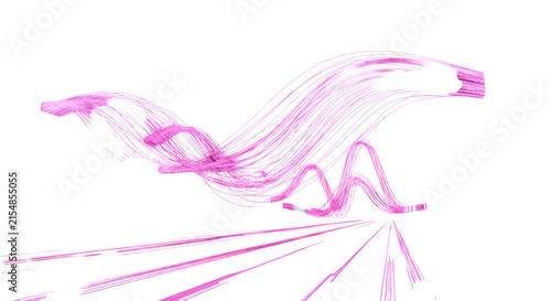 Flowing pink light trails in motion during abstract digital creation isolated on transparent background