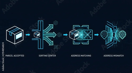 Automated parcel delivery workflow diagram with security verification delivery workflow