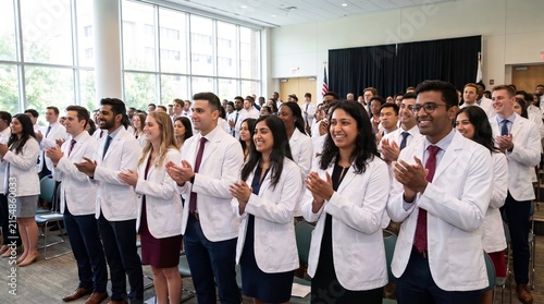 Medical students applauding at white coat ceremony