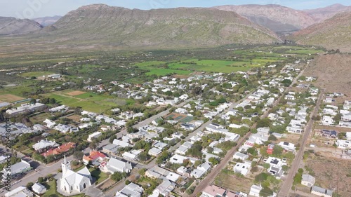 Aerial view of small Karoo town in South Africa, Prince Albert