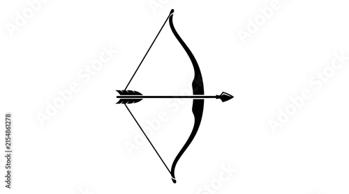 Black silhouette of a bow and arrow weapon icon.