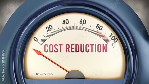 Quadro su tela Cost Reduction that hits less than zero, showing an extremely low level of cost reduction, none of it, insufficient