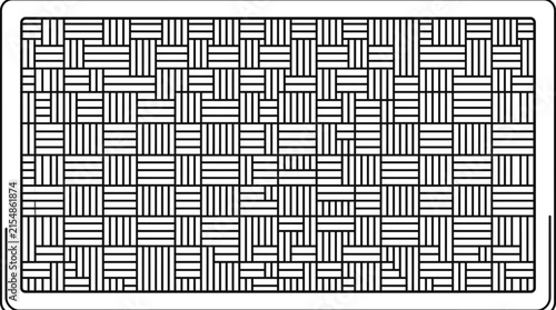 Seamless basket weave pattern with black and white line art.