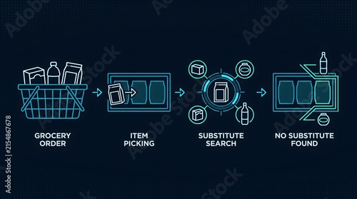 E-commerce grocery order substitution process flowchart with e commerce shopping substitution