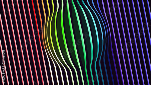 Foto Abstract colorful striped background with a central bulge creating a dynamic optical illusion for modern design