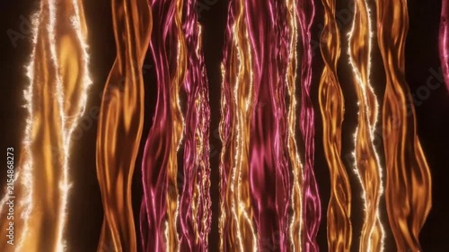 Abstract flowing golden and magenta energy strings with dynamic movement for futuristic background design