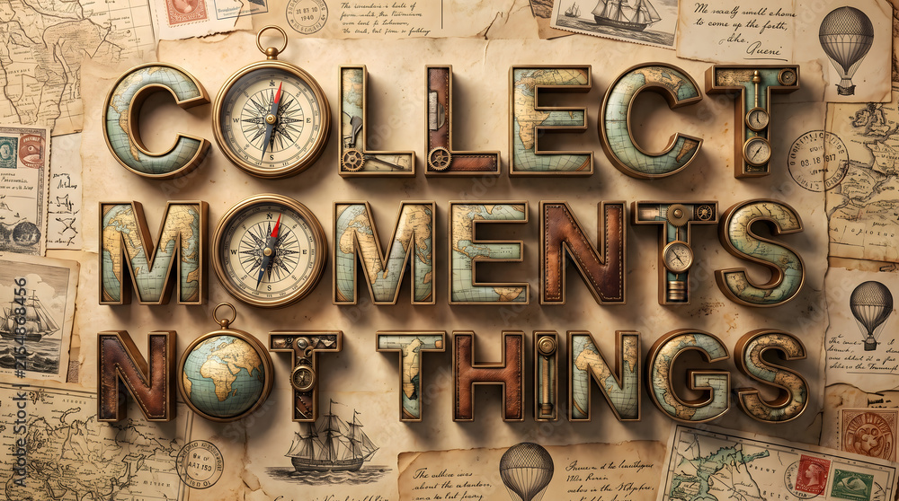 Naklejka premium Collect Moments Not Things Travel Quote