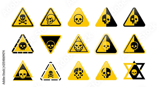 фотографія Toxic poison and danger skull icon collection