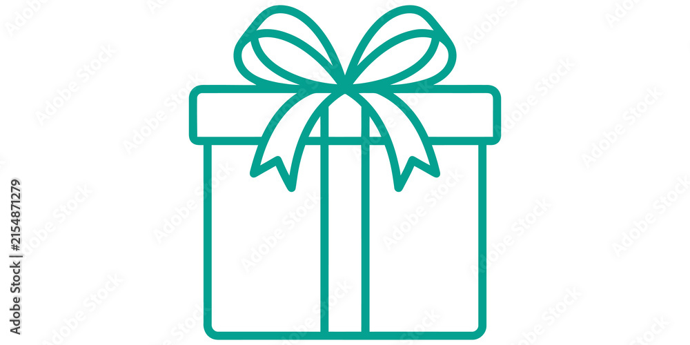 Fototapeta premium Teal gift box present icon on transparent background