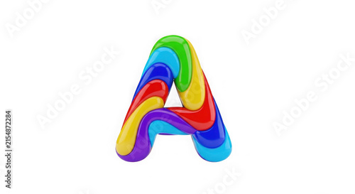 Vibrant 3D rainbow alphabet letter A isolated on transparent background for branding and design