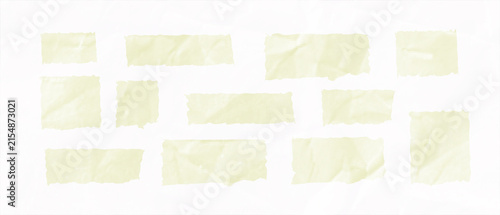 Fotografie Colorful Wrinkled Washi Tape Strips Mockup Set, Translucent Crumpled Adhesive Ta
