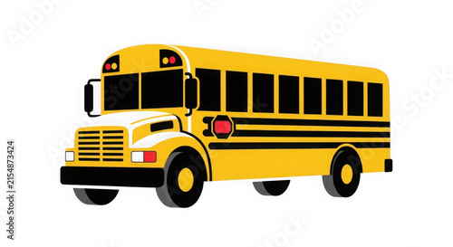 Bright yellow school bus isolated on transparent background for education and transportation designs