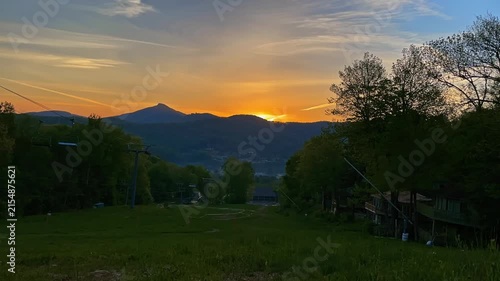 Sunrise sunset over mountain in North Carolina 