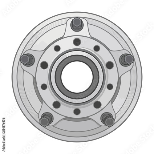 Technical drawing of car brake disc and wheel hub assembly