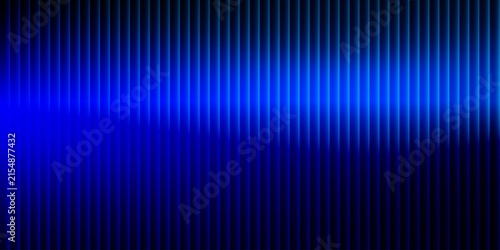 Trendy futuristic neon texture with vibrant wavy blue gradient shades and bright finely fluted vertical line art.