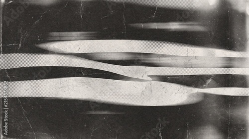 Abstract black and white image with blurred horizontal lines and streaks, suggesting motion or energy.