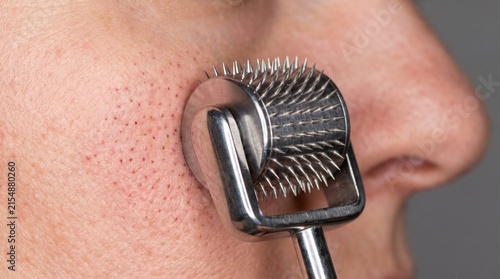 Cuidado estético facial con rodillo microagujas