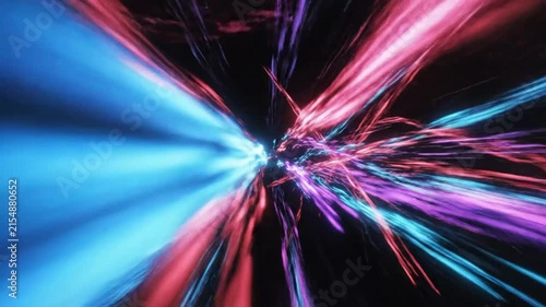 Abstract Digital Fractal Animation of Colorful Light Rays and Particles in a Dynamic Visual Display