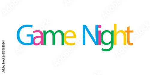 Colorful game night text sign with bold modern typography