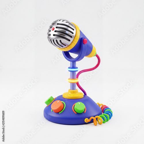 Colorful cartoon microphone on stand illustrating audio recording