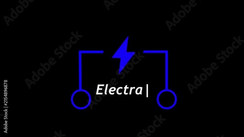Blue Electric electra Battery Symbol with Lightning Bolt on Black Background