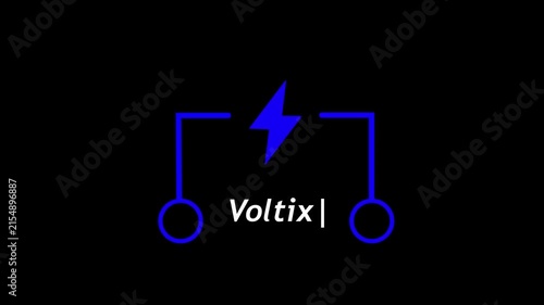 Blue Electric voltix Battery Symbol with Lightning Bolt on Black Background