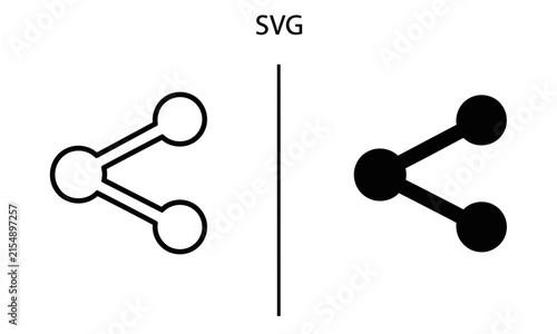 фотографія This image showcases a share icon presented in both outlined and filled black st