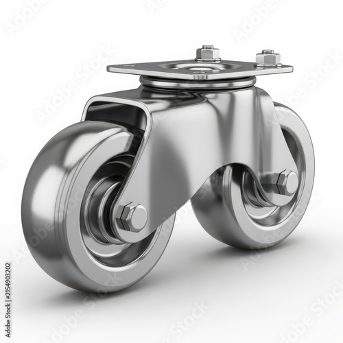 Heavy duty swivel caster wheel close-up isolated on white background