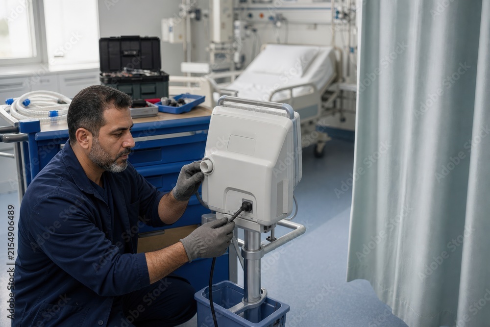 Fototapeta premium Medical Equipment Preventive Maintenance Biomedical Technician