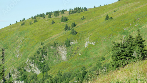 Rock mountain Jeseniky Velky kotel slopes of the Hruby Jesenik Mountains summer protected high altitude landscape area, ecosystem cold montane climate solar irradiance, heavy precipitation, relentless
