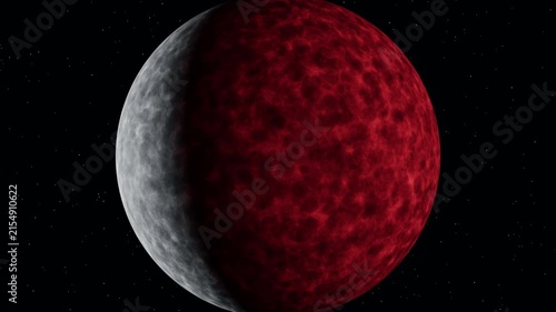 Earth umbra covering full moon surface 4K animation, lunar eclipse with pulsating twinkling stars in starry space, 3D motion graphics