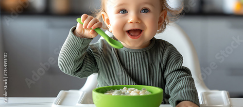 Baby in high chair, AI generated
