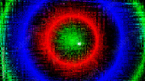 Digital noise pattern with red green and blue pixelated texture