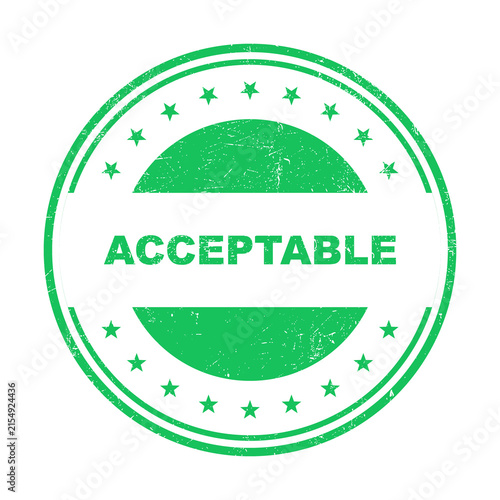Photography Green rubber stamp icon with the word acceptable in a round vintage style frame