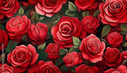 red roses seamless pattern tile background