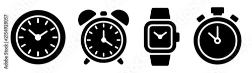 фотографія Clock face designs including alarm watch and stopwatch for timekeeping and alerts