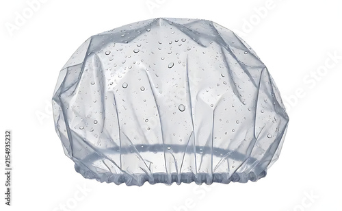 A single shower cap, isolated on pure white backgroun